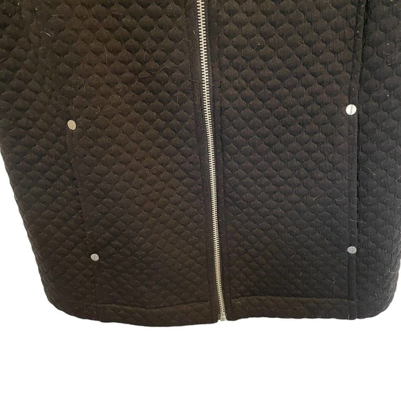 JONES New York Quilted Vest Black front pockets full zip mandarin collar Sz S - Picture 6 of 7